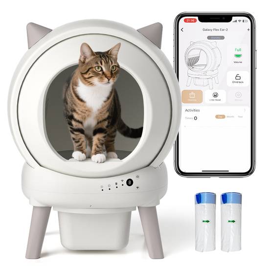 Sans Marque - Litière automatique rotative pour chat easycat 4073D, autonettoyante et connectée, bac à déchets fermé 7 L - Image 1
