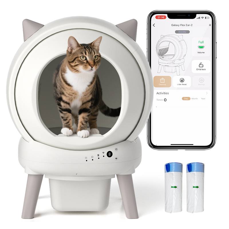 Sans Marque - Litière automatique rotative pour chat easycat 4073D, autonettoyante et connectée, bac à déchets fermé 7 L - Image 1