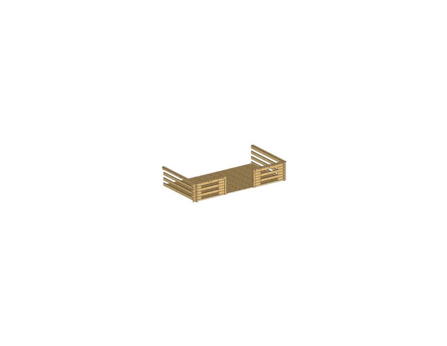 Altanka - Abri de jardin en bois - 4x4 m + terrasse avec balustrade et avant-toit en bois - 24 m2 - Traité - DOM181+DOM78+DOM79+POD05 - ALTANKA - Imagen 5