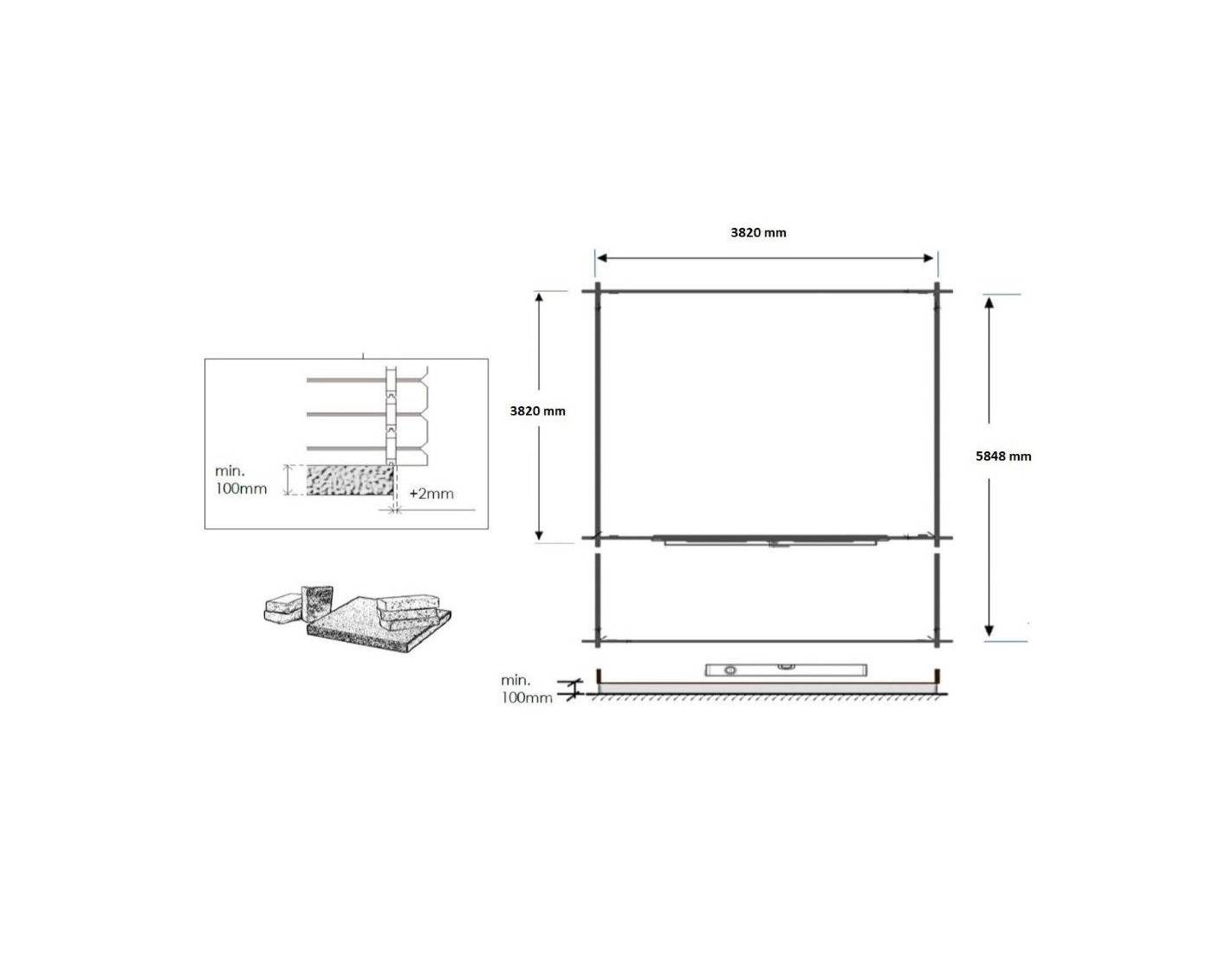 Altanka - Abri de jardin en bois - 4x4 m + terrasse avec balustrade et avant-toit en bois - 24 m2 - Traité - DOM181+DOM78+DOM79+POD05 - ALTANKA - Imagen 3