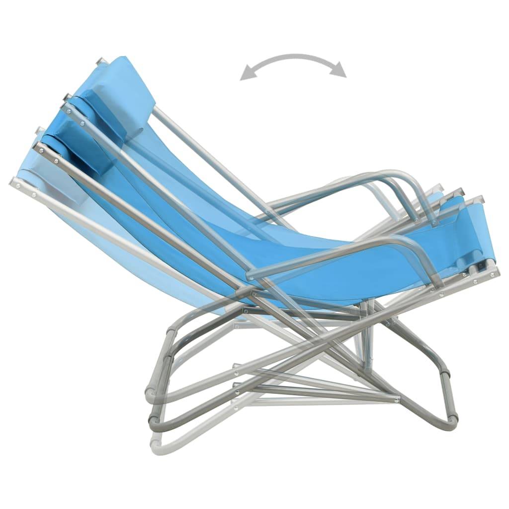 Helloshop26 - Lot de deux transat chaises à bascule acier bleu - Imagen 5