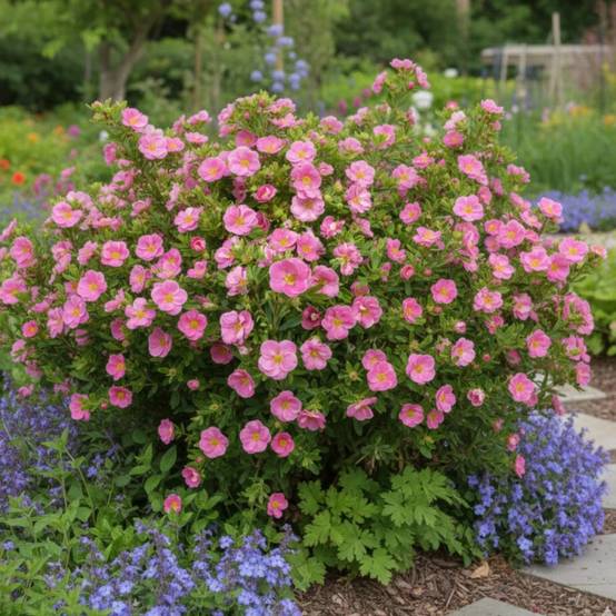 Potentille arbustive Pink Paradise®, Potentilla à fleurs Rose - feuillage Caduc - Pot de 3L - 20/40 cm- hauteur à maturité De 0,50 m à 1,00 m - Image 2