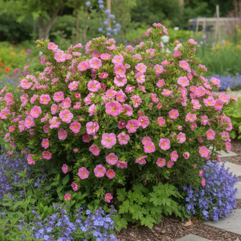 Potentille arbustive Pink Paradise®, Potentilla à fleurs Rose - feuillage Caduc - Pot de 3L - 20/40 cm-  hauteur à maturité De 0,50 m à 1,00 m - Image 2