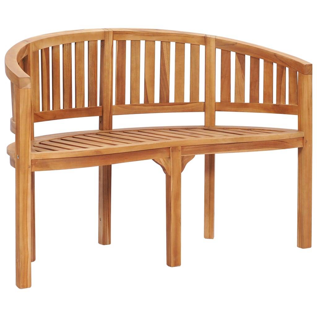 Helloshop26 - Salon de jardin meuble d'extérieur ensemble de mobilier 3 pièces en forme de banane bois de teck solide - Imagen 4