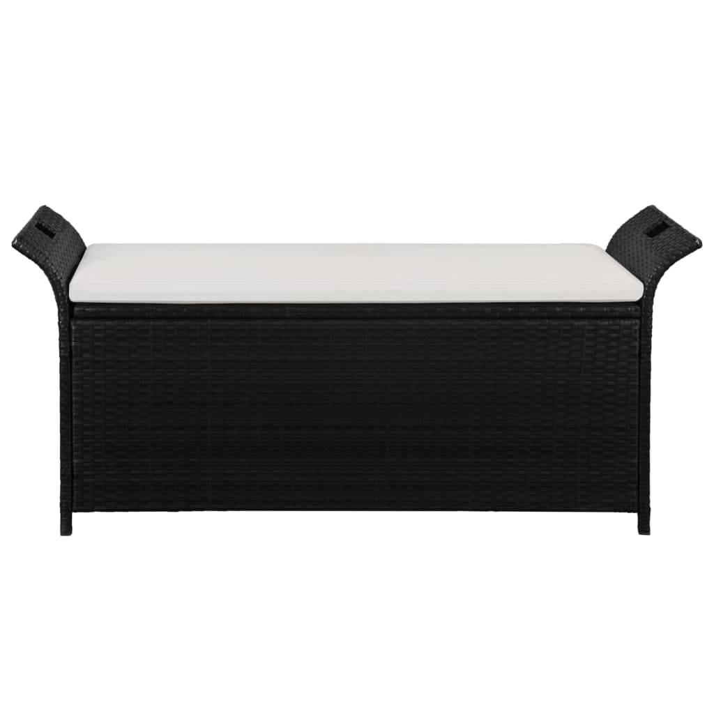 Maison Chic - Banc de jardin - Banc d'extérieur - Banquette avec coussin 138 cm Résine tressée Noir - Imagen 1