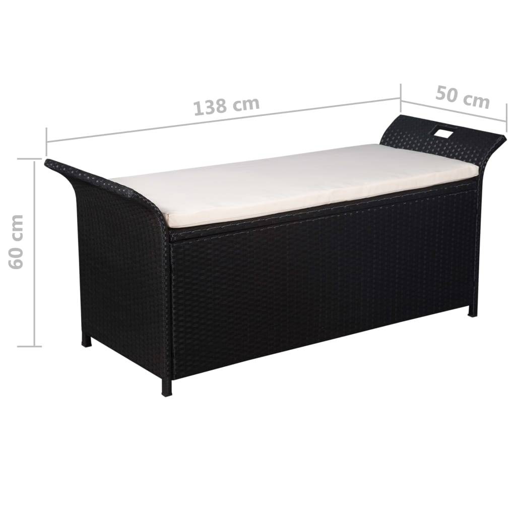 Maison Chic - Banc de jardin - Banc d'extérieur - Banquette avec coussin 138 cm Résine tressée Noir - Imagen 5