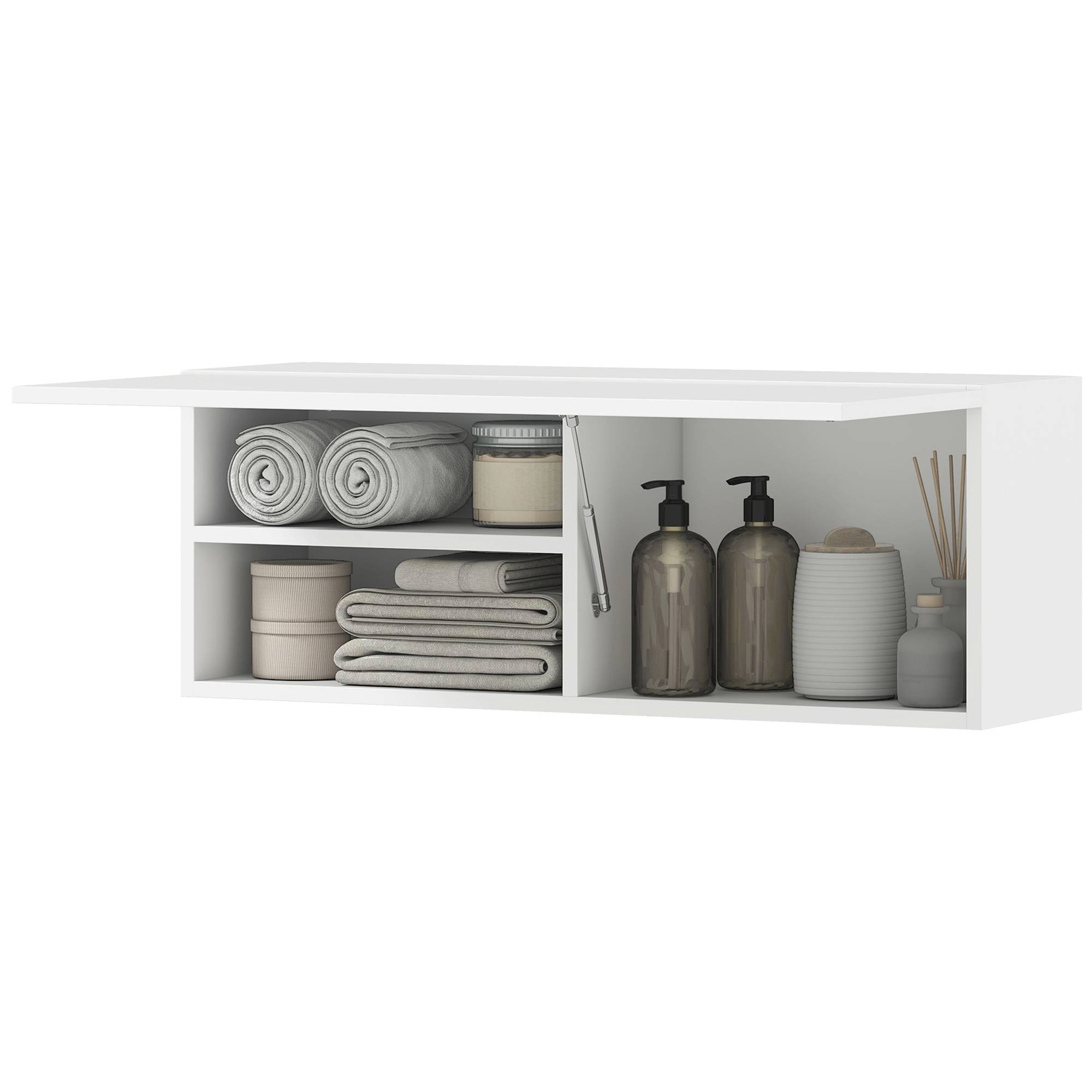 Sans Marque - Armoire murale salle bain rangement suspendu porte charnières 80x25x30 cm blanc - Image 2