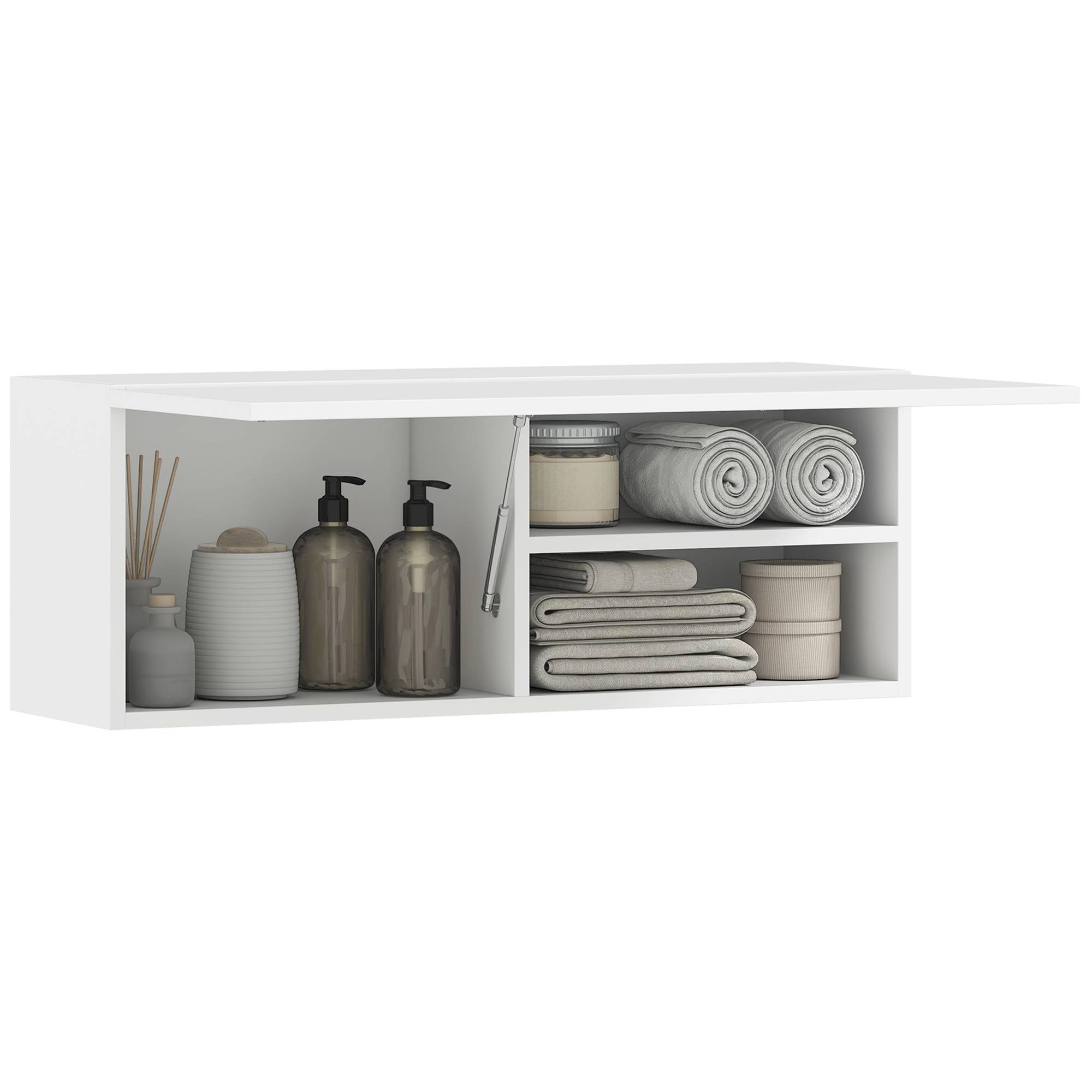 Sans Marque - Armoire murale salle bain rangement suspendu porte charnières 80x25x30 cm blanc