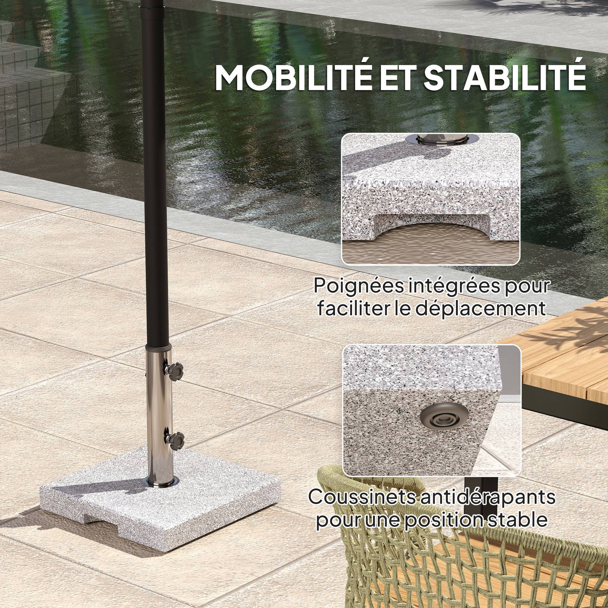 Pied Parasol Lourd Granit Balcon Terrasse Support Stable Poignées 38x38cm Gris - ComfortXL Outdoor Living - Image 8