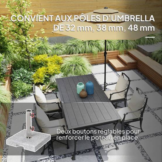 Pied Parasol Lourd Granit Balcon Terrasse Support Stable Poignées 38x38cm Gris - ComfortXL Outdoor Living - Image 6