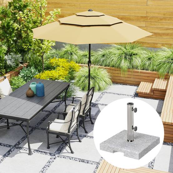 Pied Parasol Lourd Granit Balcon Terrasse Support Stable Poignées 38x38cm Gris - ComfortXL Outdoor Living - Image 4
