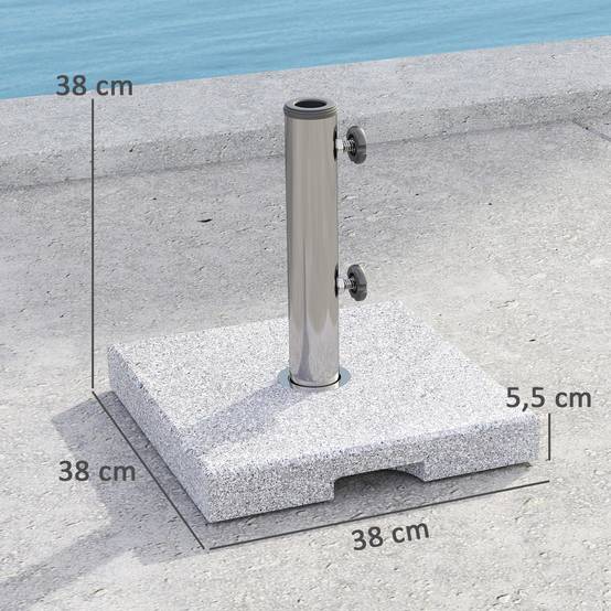 Pied Parasol Lourd Granit Balcon Terrasse Support Stable Poignées 38x38cm Gris - ComfortXL Outdoor Living - Image 5