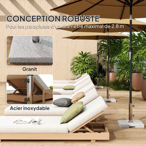 Pied Parasol Lourd Granit Balcon Terrasse Support Stable Poignées 38x38cm Gris - ComfortXL Outdoor Living - Image 7