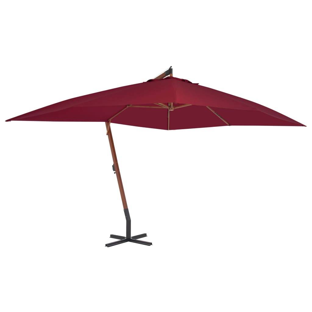 PANGIVO - Parasol de jardin en porte-à-faux avec mât en bois rouge bordeaux 400 x 300 x 285 cm - PANGIVO - Image 1