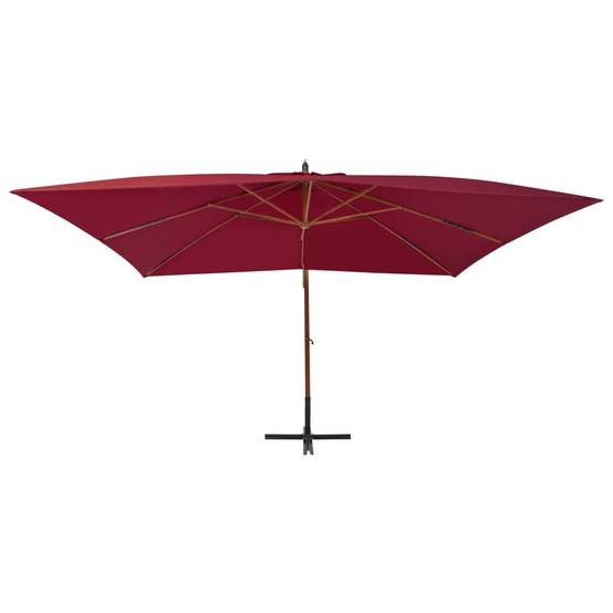 PANGIVO - Parasol de jardin en porte-à-faux avec mât en bois rouge bordeaux 400 x 300 x 285 cm - PANGIVO - Image 2