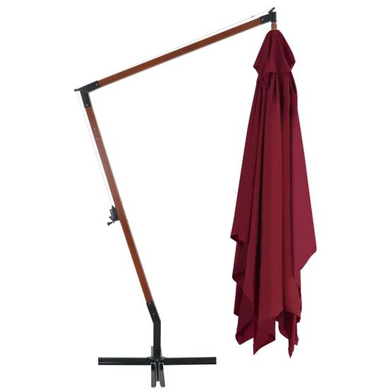 PANGIVO - Parasol de jardin en porte-à-faux avec mât en bois rouge bordeaux 400 x 300 x 285 cm - PANGIVO - Image 3