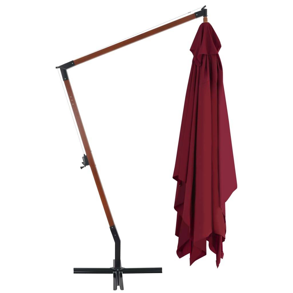 PANGIVO - Parasol de jardin en porte-à-faux avec mât en bois rouge bordeaux 400 x 300 x 285 cm - PANGIVO - Image 3