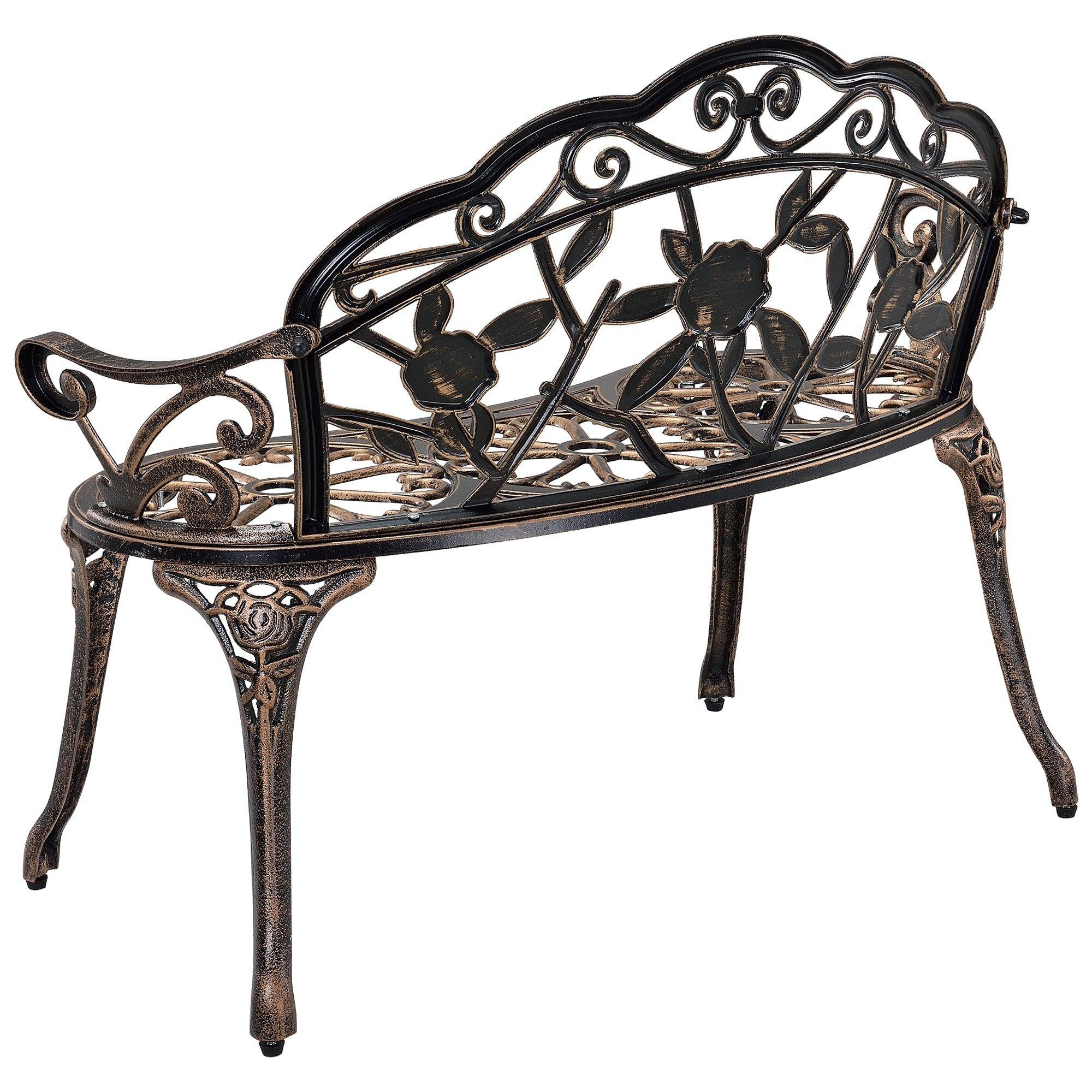 Helloshop26 - Banc de jardin chaise de jardin fonte résistant 100 cm fonte couleur bronze - Imagen 2