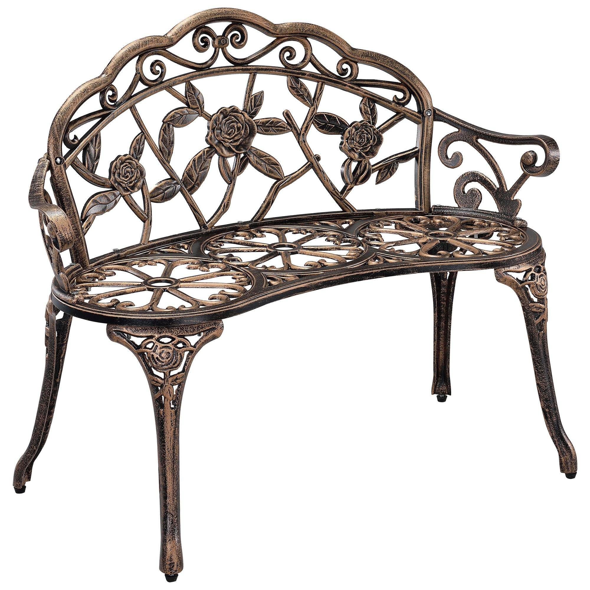 Helloshop26 - Banc de jardin chaise de jardin fonte résistant 100 cm fonte couleur bronze - Imagen 1