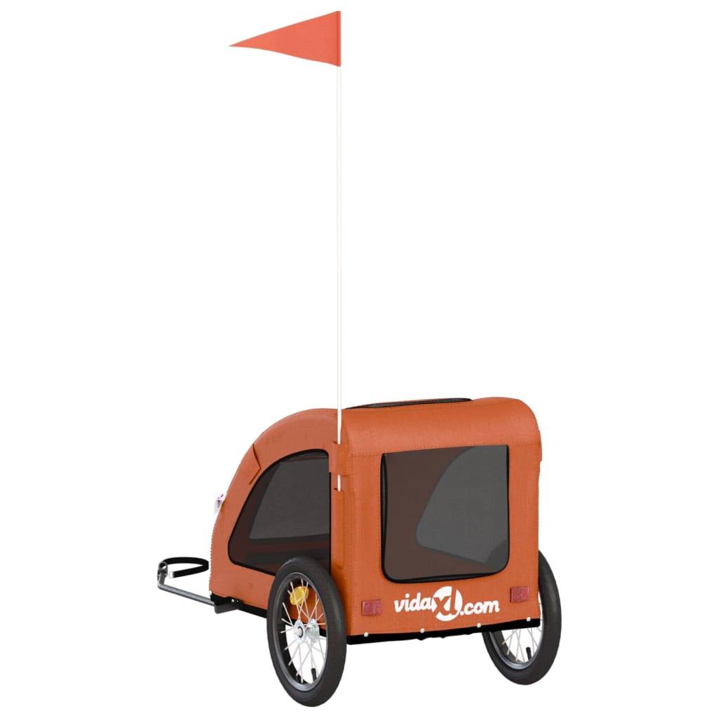 Remorque de vélo pour animaux fer et tissu orange 125 x 63 x 66 cm - PANGIVO - Image 8
