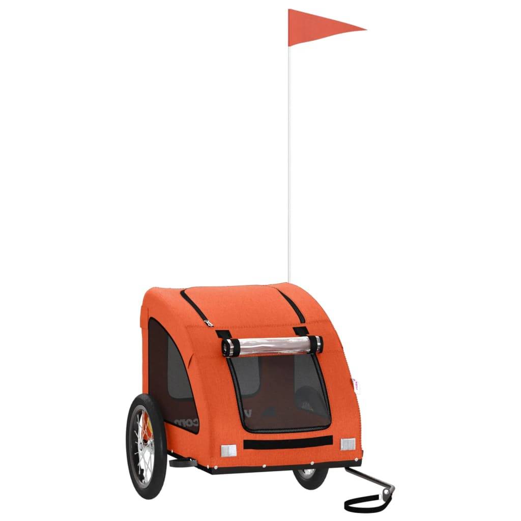 Remorque de vélo pour animaux fer et tissu orange 125 x 63 x 66 cm - PANGIVO - Image 2