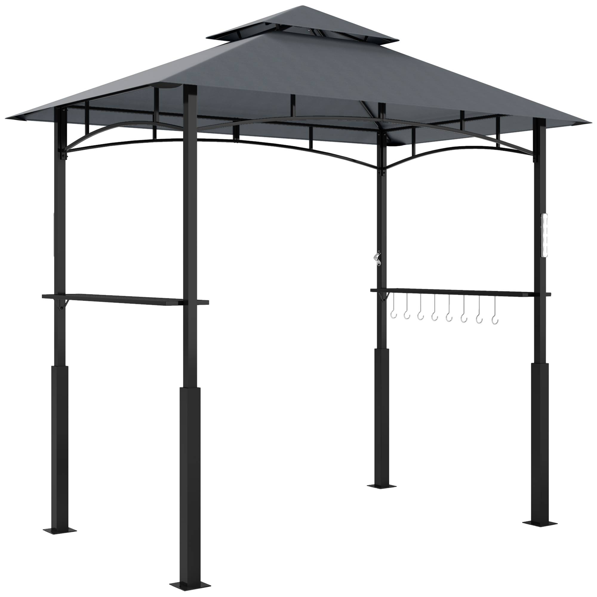 Maison Chic - Tonnelle de barbecue à 2 niveaux auvent de réception avec lumière 617x375x629cm Gris foncé fr499