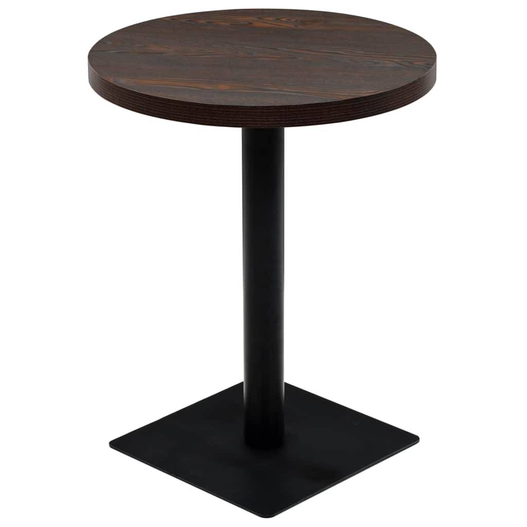 Helloshop26 - Table haute mange debout bar bistrot MDF et acier rond 60 cm frêne foncé marron - Imagen 1