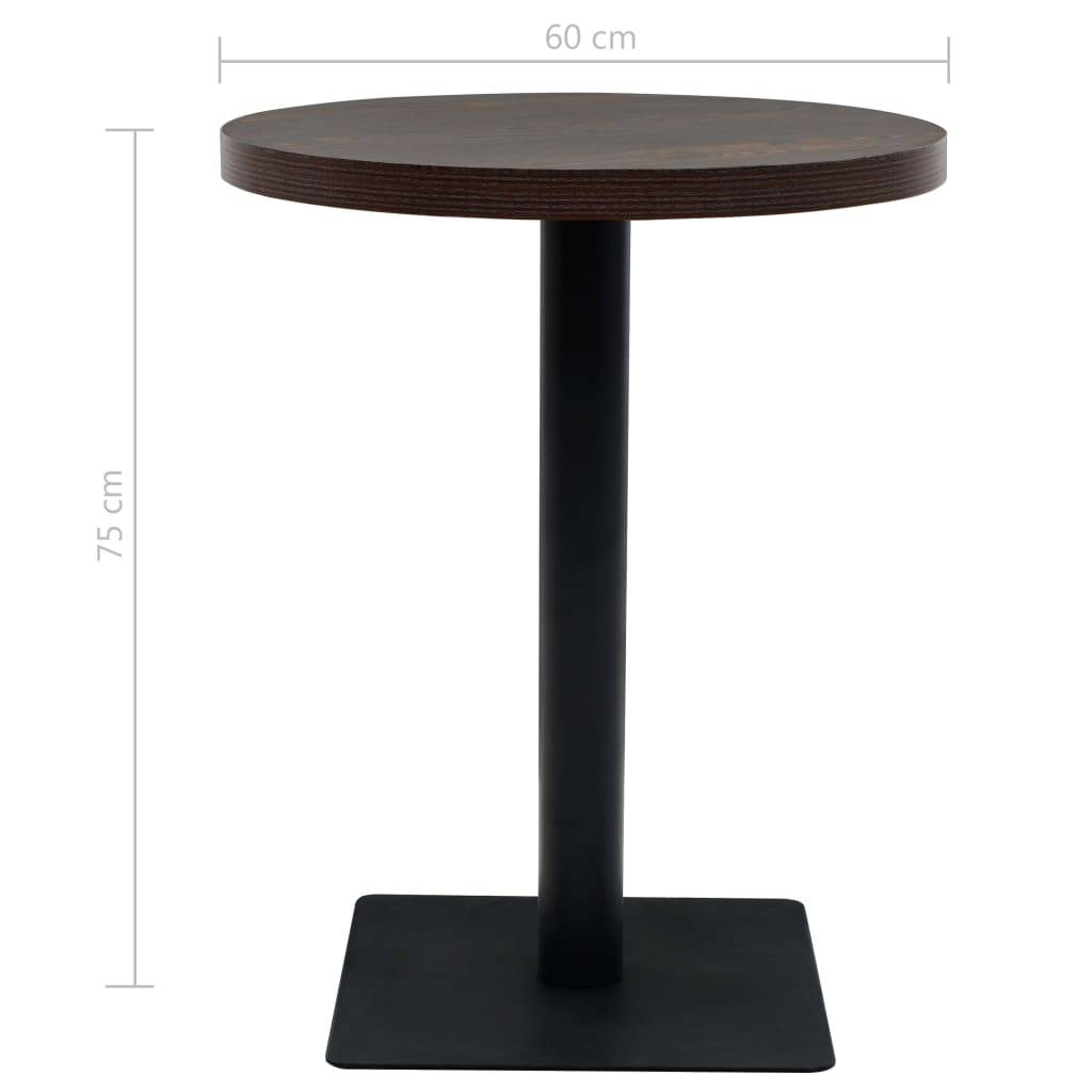Helloshop26 - Table haute mange debout bar bistrot MDF et acier rond 60 cm frêne foncé marron - Imagen 4