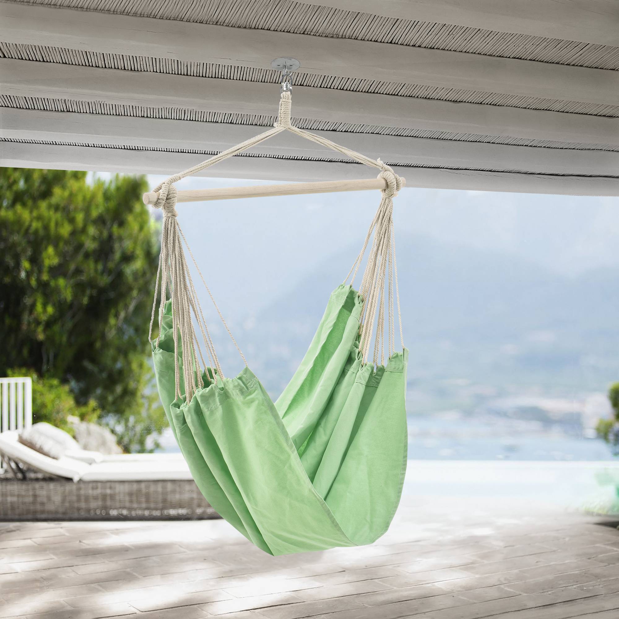 Casa.Pro - Fauteuil Suspendu Chaise De Hamac Rotatif À 360° Jusqu'à 150 Kg Pour Intérieur Et Extérieur Vert Pastel [casa.pro] - Imagen 2