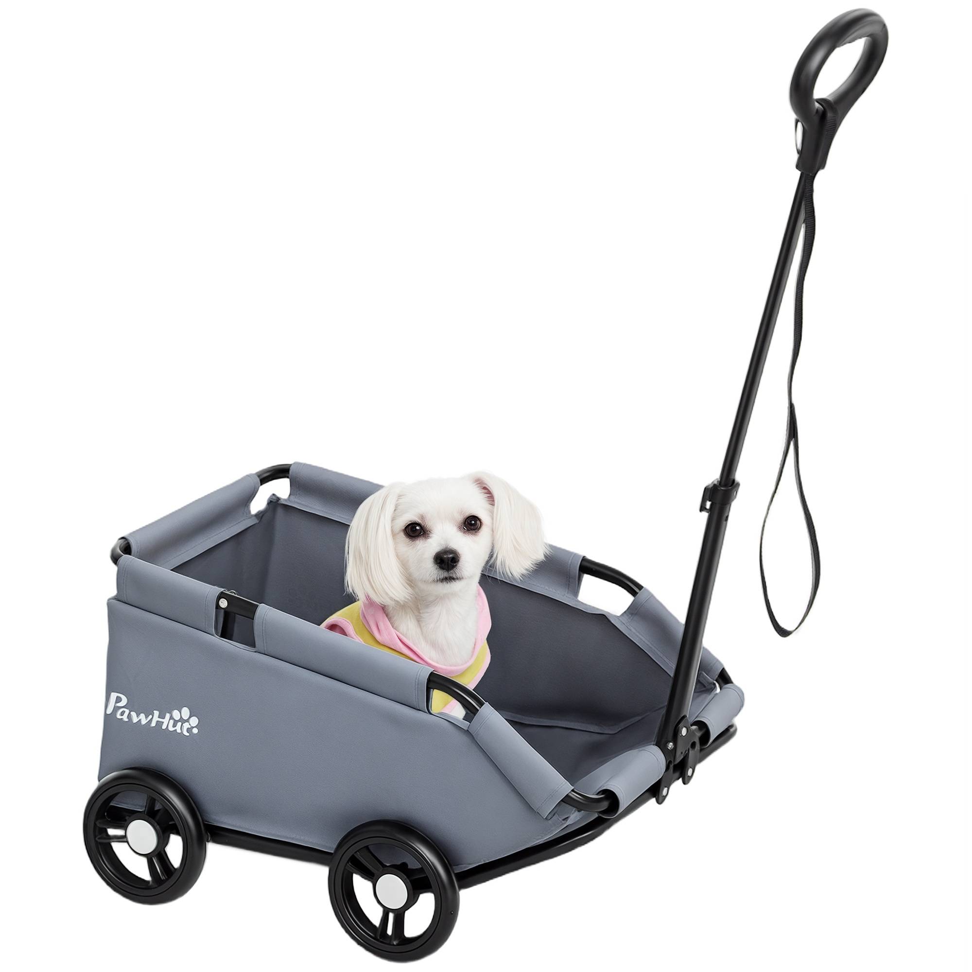 Sans Marque - Poussette chien poussette petit chien pliable 4 roues tige poussée réglable 53x45x28 cm gris - Image 1