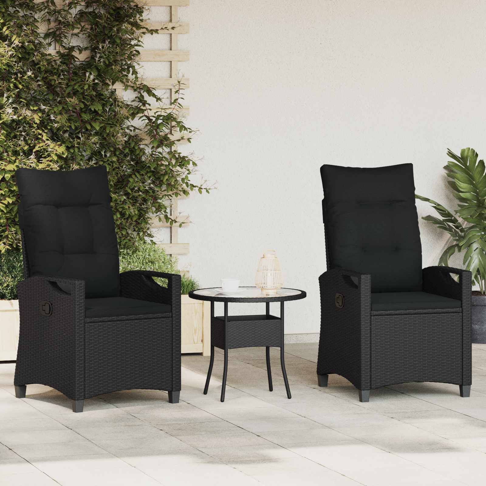 Chaises de jardin acier et polyester noir 56 x 64 x 94 cm - PANGIVO - Image 1