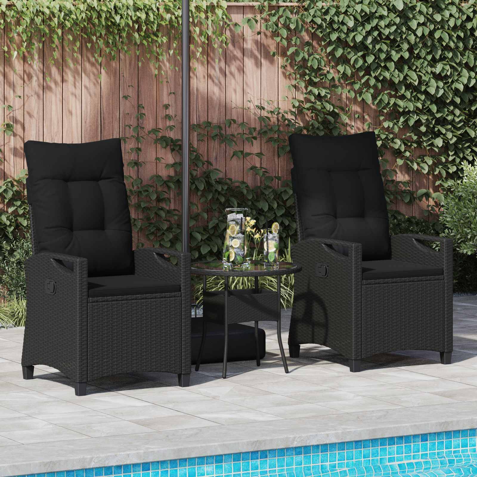 Chaises de jardin acier et polyester noir 56 x 64 x 94 cm - PANGIVO - Image 3