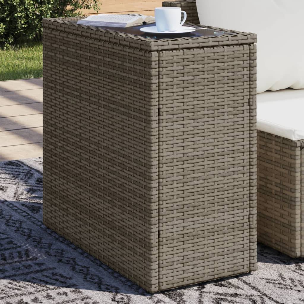 ComfortXL - Petite Console de Balcon Grise en Poly Rotin et Verre, Table d'Extérieur Design 58cm – ComfortXL Outdoor Living - Image 1