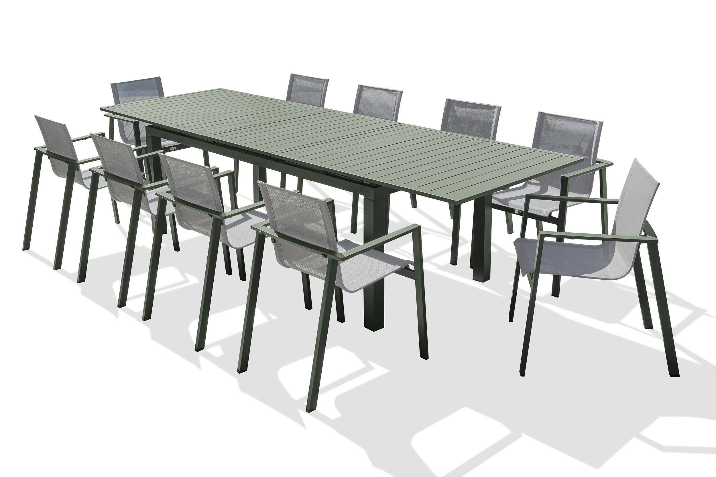 Dcb Garden - Ensemble repas MIAMI 240/300cm 10 places en aluminium kaki - DCB GARDEN - Imagen 5
