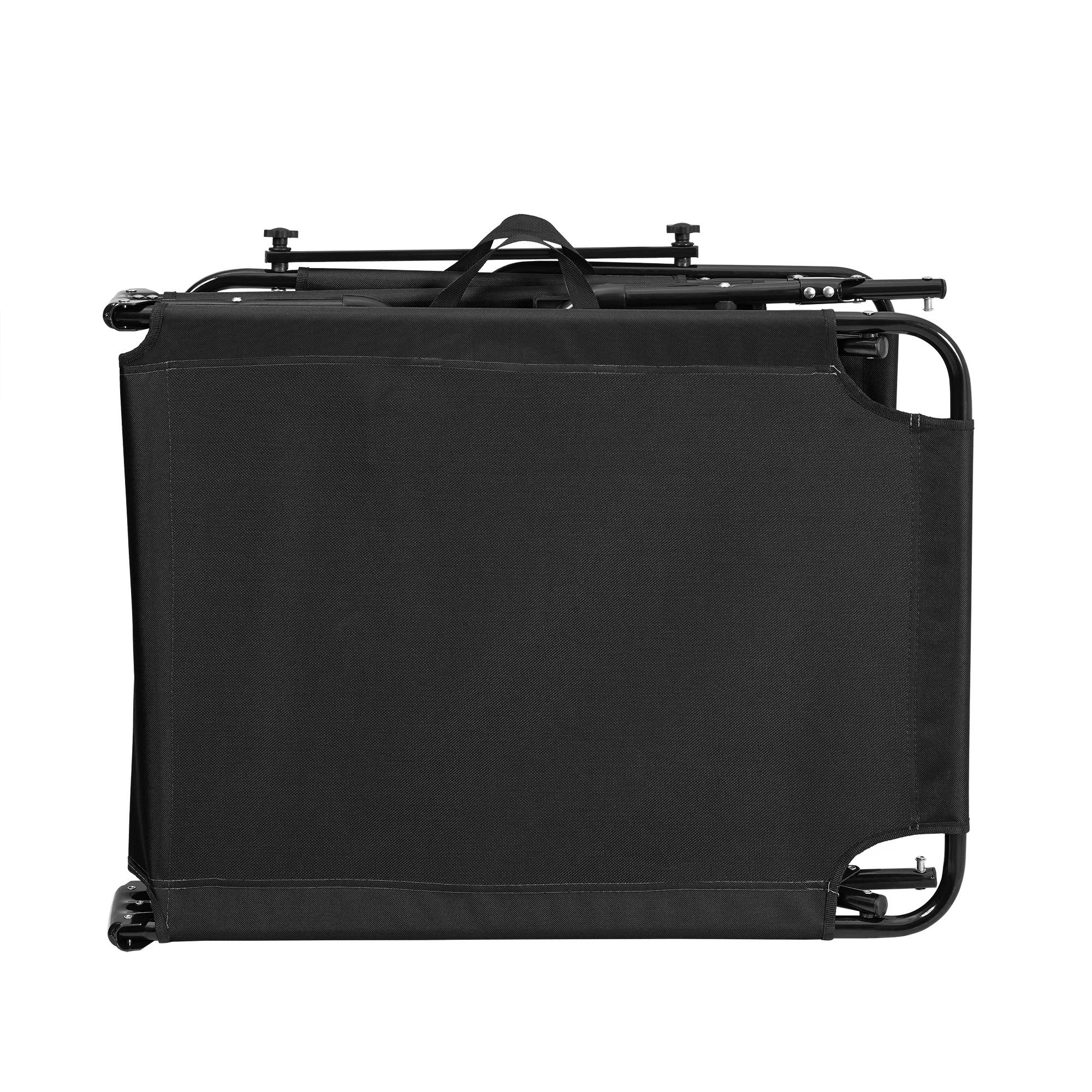 Casa.Pro - Tumbona Plegable Lomeda con Parasol Negro 187 x 53 x 27 cm [casa.pro] - Imagen 3