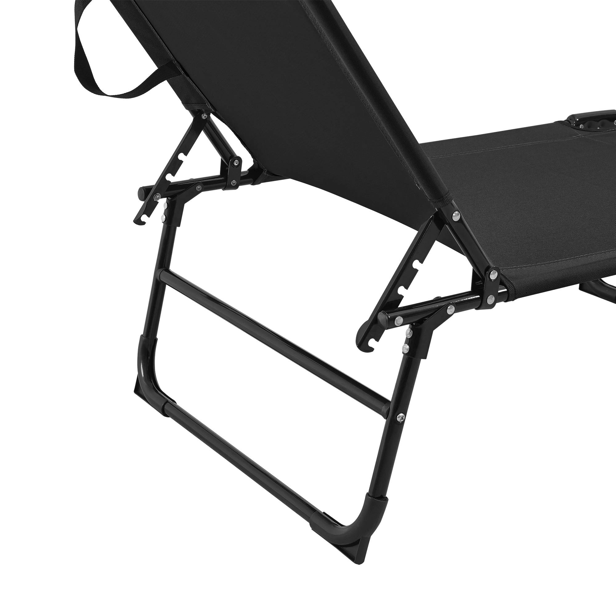 Casa.Pro - Tumbona Plegable Lomeda con Parasol Negro 187 x 53 x 27 cm [casa.pro] - Imagen 4