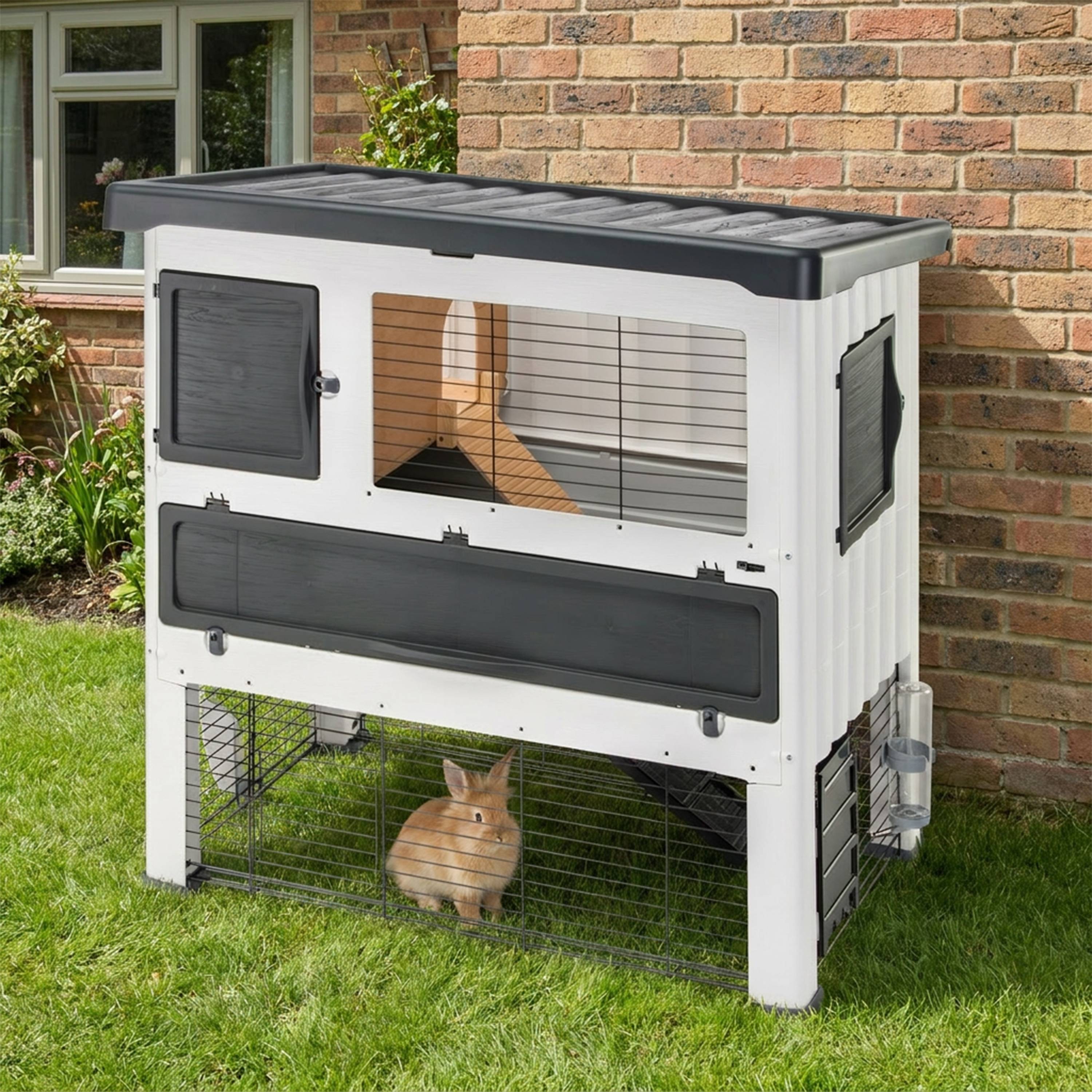Ferplast - Ferplast Cage Lapin GRAND LODGE 140, Clapier Lapin Extérieur 2 Étages, Lapins, Cobayes, Enclos Lapin, Animaux Domestiques, avec Maisonnette et - Imagen 3