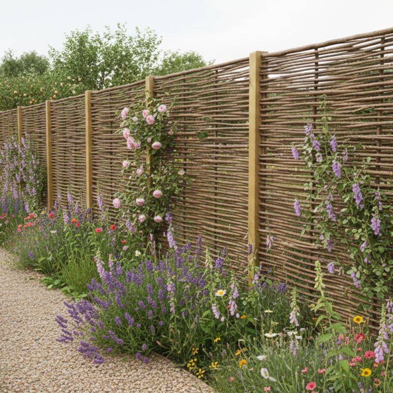 Clôture bois en noisetier - 100% Naturel - Sans Poteaux - Hauteur 75 X Largeur 150 cm - Image 7