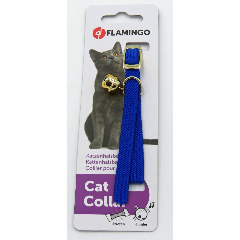Flamingo - Collier 32 cm x 10 mm collier élastique avec clochette bleu pour chat - Imagen 2