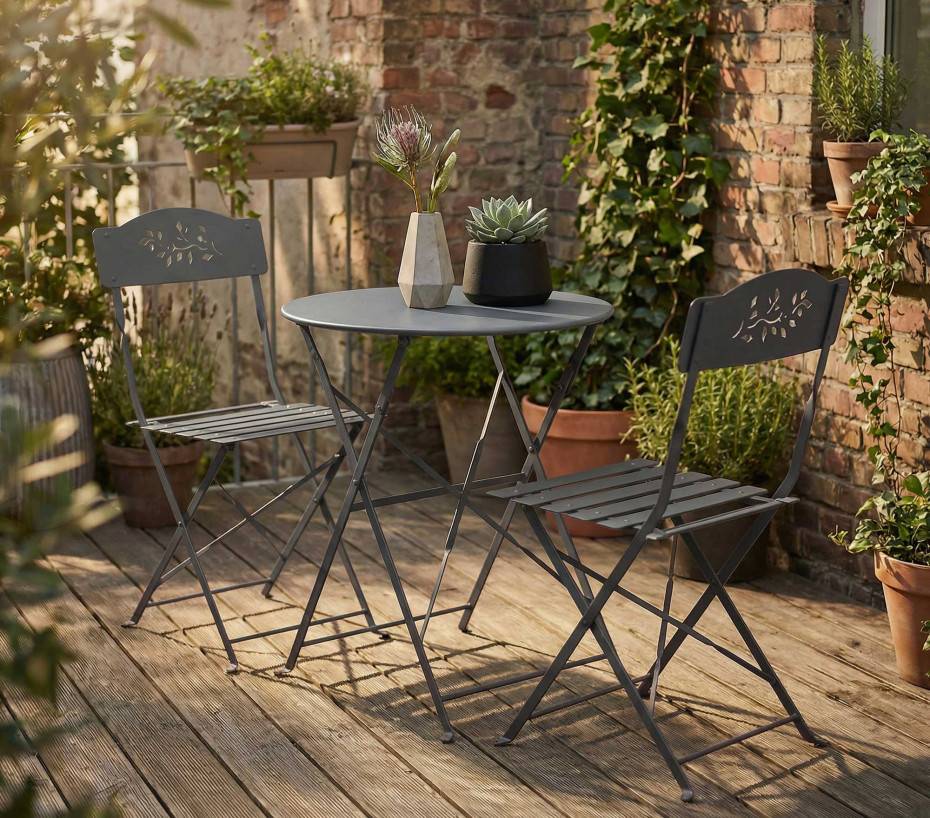Ensemble table et chaises de jardin  2 places  Gris Anthracite  CAPRONE - Image 1
