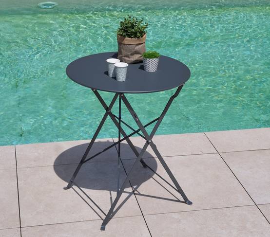 Ensemble table et chaises de jardin 2 places Gris Anthracite CAPRONE - Image 3