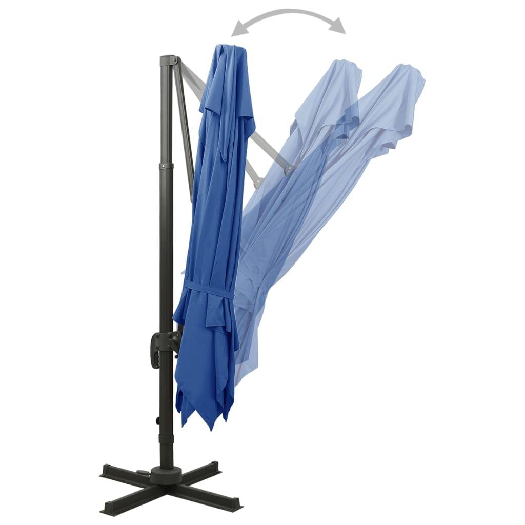 Helloshop26 - Parasol déporté à double toit 300 x 300 cm bleu - Imagen 4