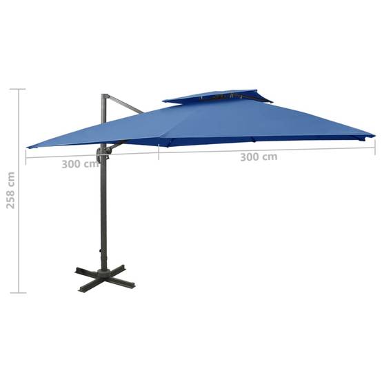 Helloshop26 - Parasol déporté à double toit 300 x 300 cm bleu - Imagen 8