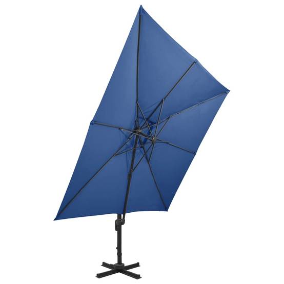 Helloshop26 - Parasol déporté à double toit 300 x 300 cm bleu - Imagen 2