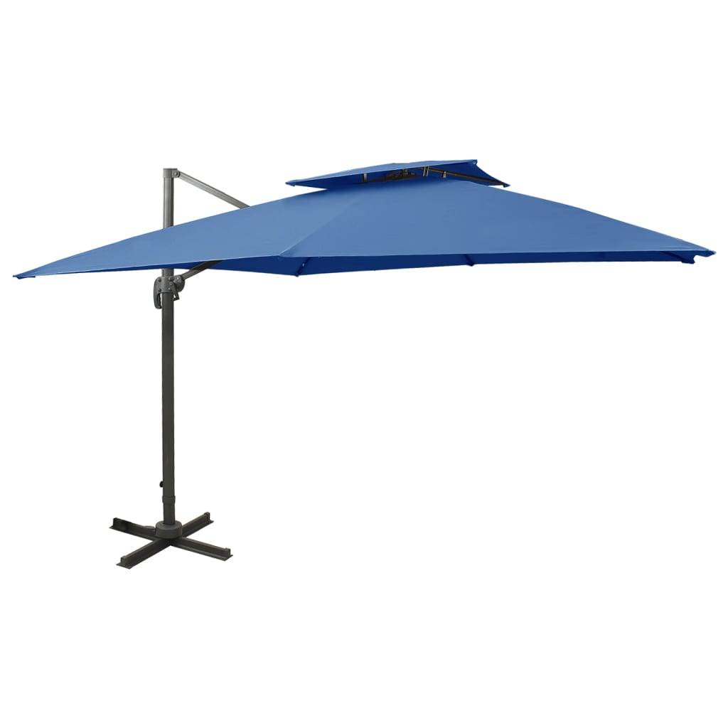 Helloshop26 - Parasol déporté à double toit 300 x 300 cm bleu - Imagen 1