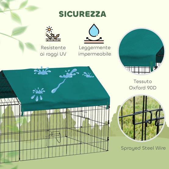 Cage lapins poules acier extérieur avec bâche protection 185x75x75cm Vert - ComfortXL Outdoor Living - Image 10