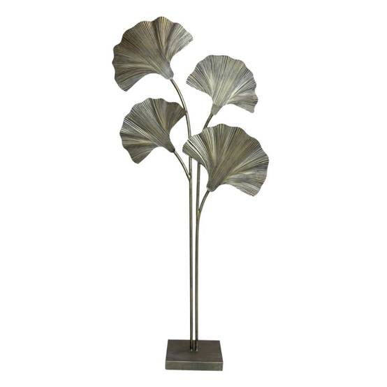 Chemin De Campagne - Lampadaire 4 feuilles ginko en métal laiton antique 65 x 25 x 150 cm Chemin de campagne - Imagen 1