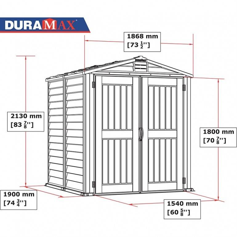 Duramax - Storemate Plus Abri de Jardin en PVC 190 x 190 x 213 cm Gris Clair et foncé - Image 2