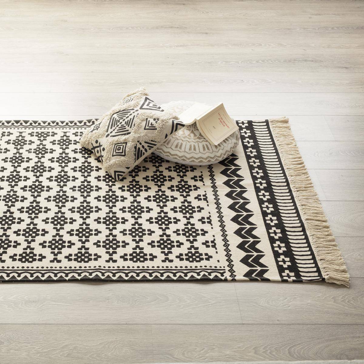 Atmosphera - Tapis "Delhi" coton noir et blanc 120x170cm - Atmosphera Créateur d'intérieur - Imagen 1