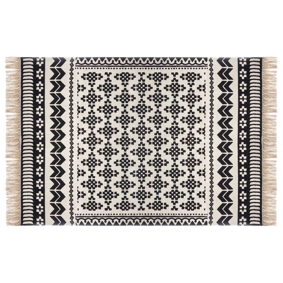 Atmosphera - Tapis "Delhi" coton noir et blanc 120x170cm - Atmosphera Créateur d'intérieur - Imagen 2